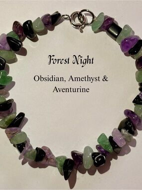Forest Night Obsidian, Amethyst & Aventurine Bracelet